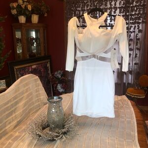 Rachel Allan, Size 4, NWT, White dress. Elegant, fitted, flattering, Unique.